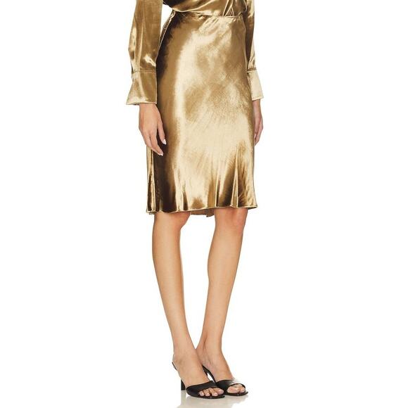 Rails Velvet Slip Skirt in Gold Shadow M - Picture 3 of 4